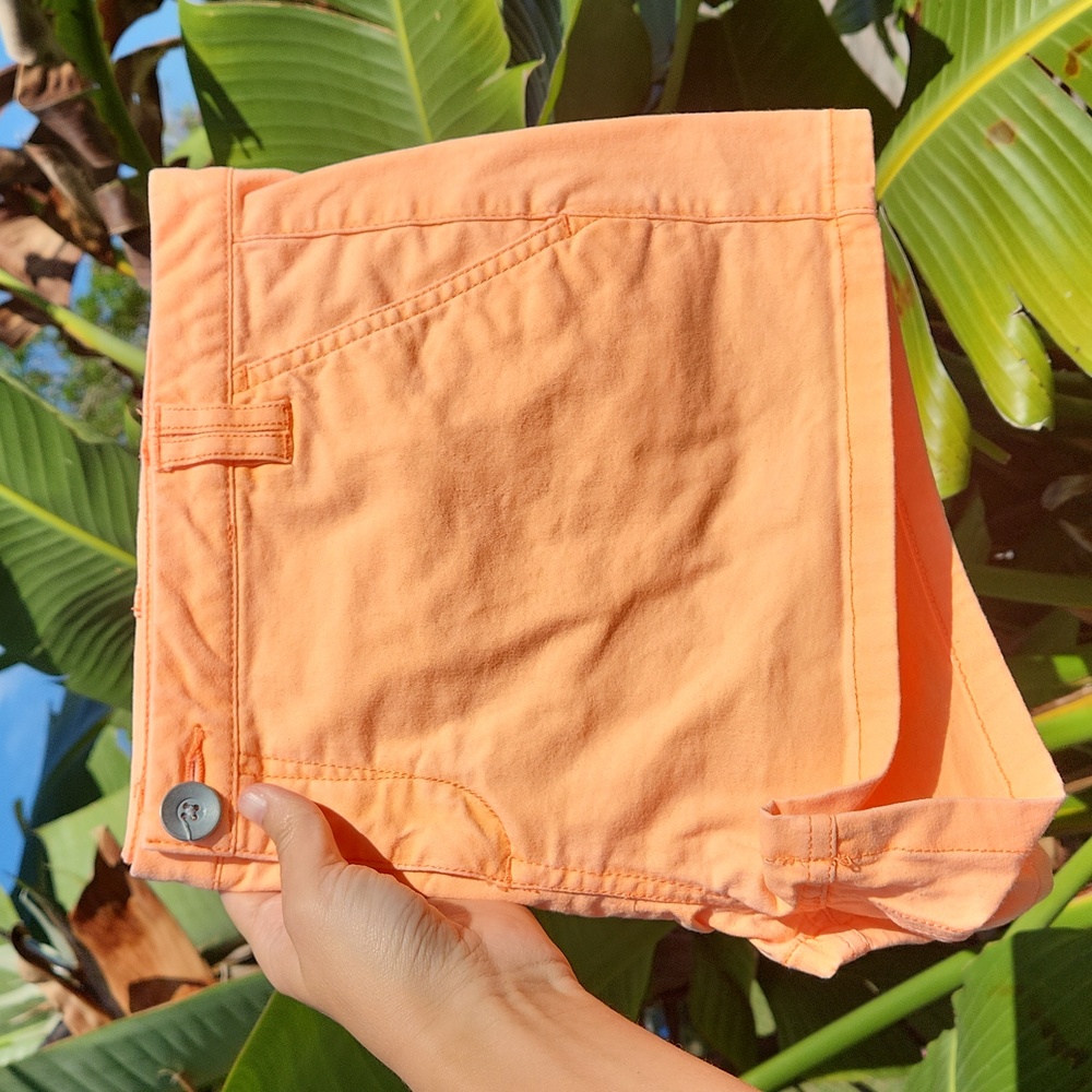 Express Twill Shorts 🧡 Neon Orange 🍊 EUC 💖 Size 12 🌞 low rise shortie 🌴